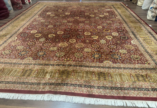 Palace Size Pak Persian Rug 12x15, Brick Red, Allover Pattern, Handmade Oversized Wool Oriental Carpet, Large Area Rug, Fine 225 KPSI - Nuvé