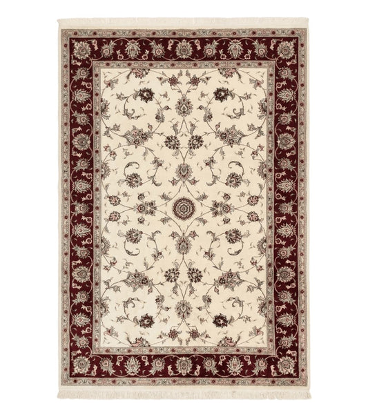 Ivory and Burgundy Pak Persian Rug 6x9