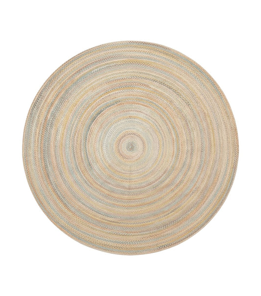 Large American Round Braided Rug 10x10, Multicolor, Vintage, Mid Century, Hand Braided