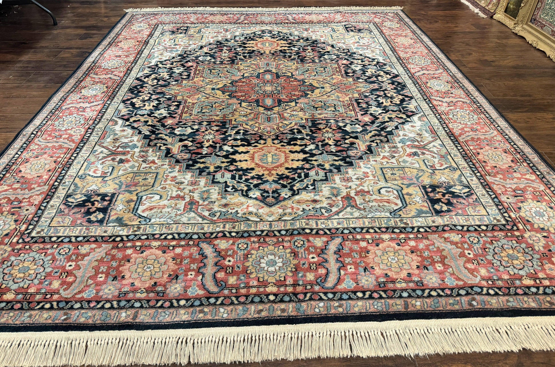 Karastan Navy Heriz #700/701 Rug, 8.8 x 10.6 Karastan Carpet, Wool Pile, Discontinued Vintage Karastan Rug, Original 700 Series, Geometric - Nuvé