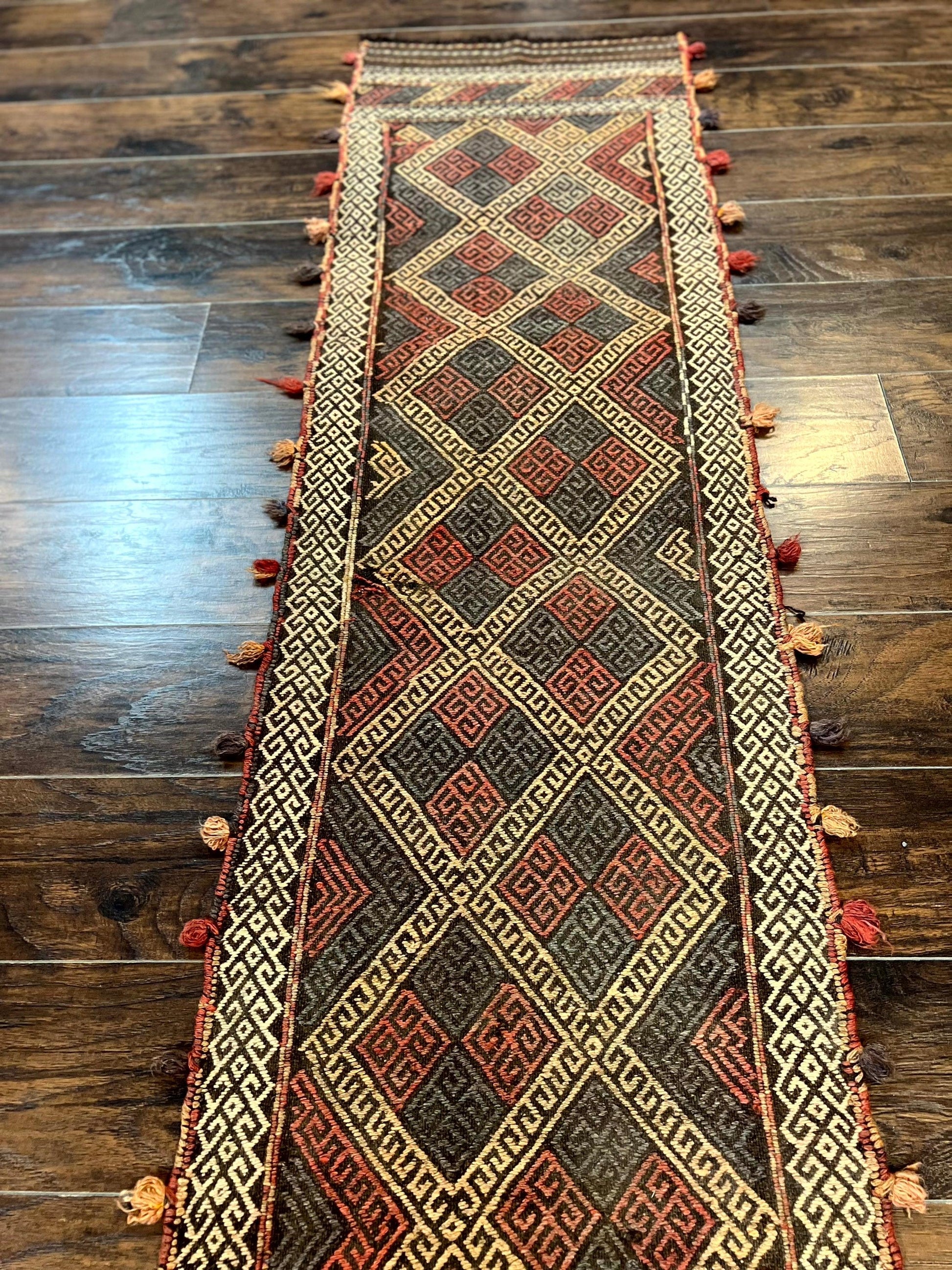 Tribal Runner Rug 2x8, Pakistani Turkoman Runner, Wool Handmade Vintage Rug - Nuvé