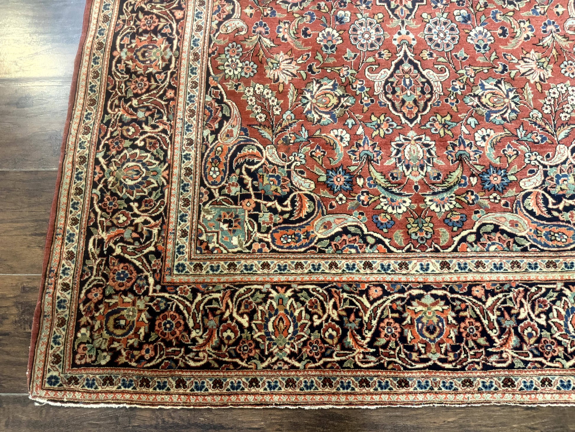 Persian Kashan Rug 4x7, Red, Floral Medallion, Vintage, Wool - Nuvé
