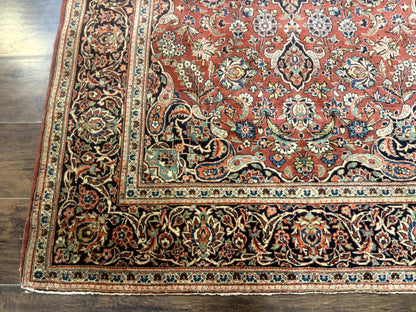 Persian Kashan Rug 4x7, Red, Floral Medallion, Vintage, Wool - Nuvé