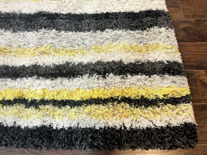 Shag Rug 5x8, Yellow Ivory Charcoal, Contemporary - Nuvé