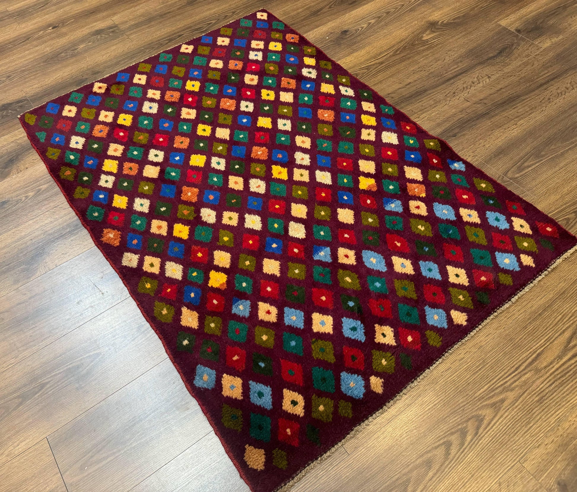 Balouch Rug 3x5, Afghan Rug, Purple-Maroon, Multicolor, Tribal Rug - Nuvé