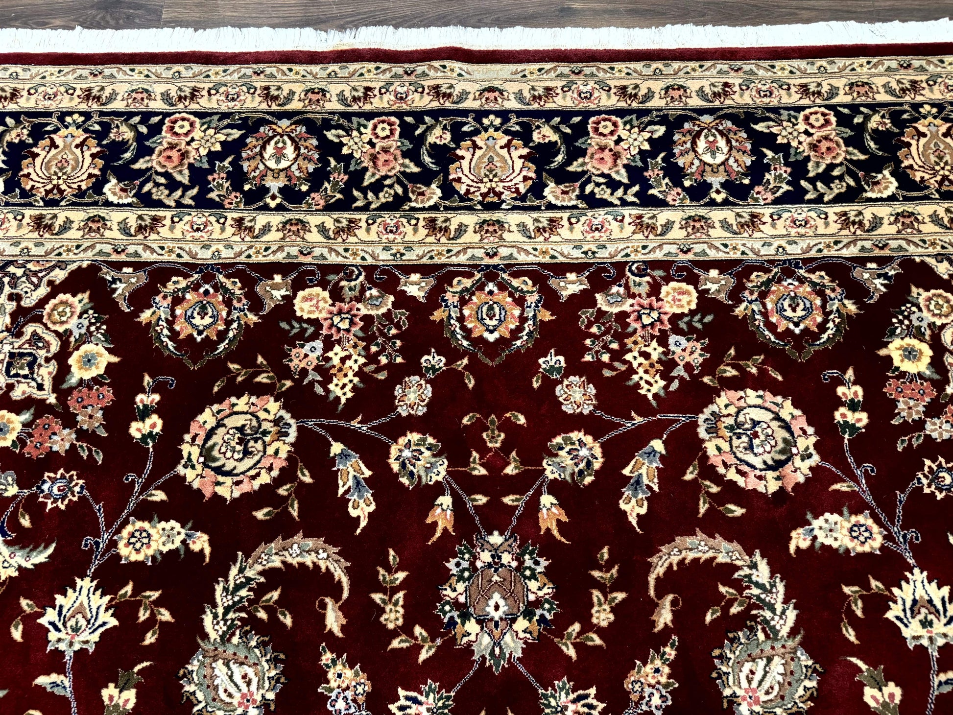 Sino Persian Rug 9x11, Burgundy and Navy Blue, Fine 200 KPSI, Floral Allover - Nuvé