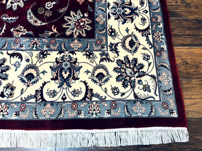 Pak Persian Rug 9x12, Maroon and Ivory, Wool Handmade Vintage - Nuvé