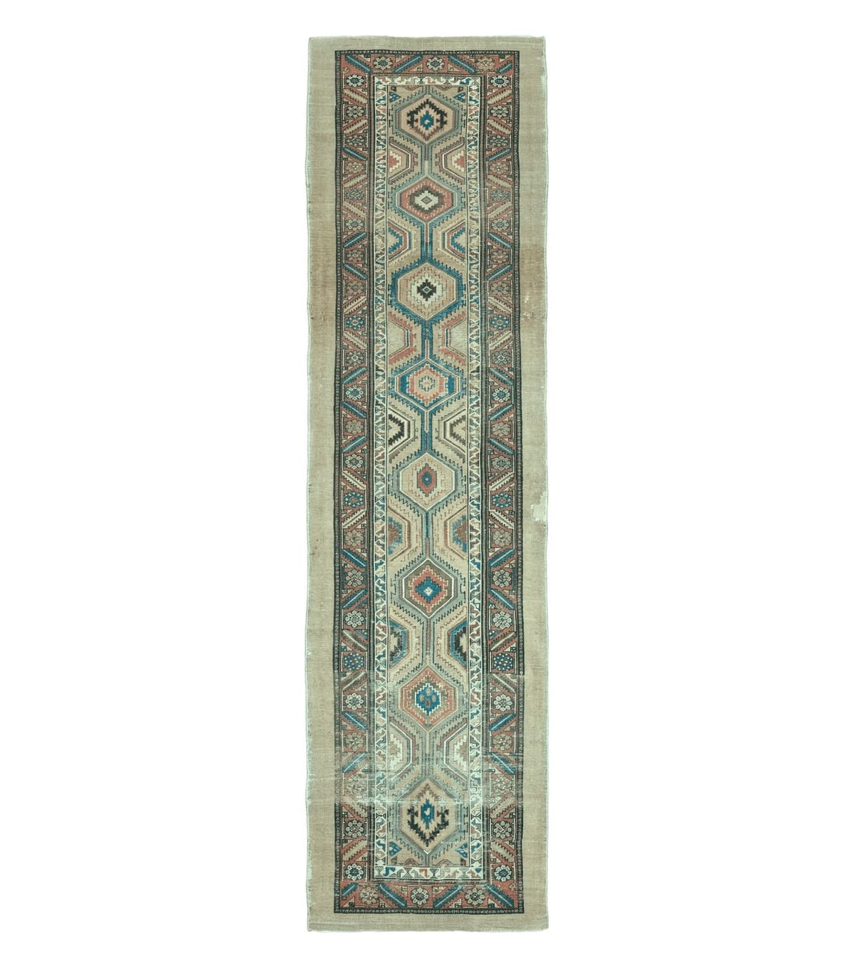 3'4" X 12' Antique Hand Made Turkish Wool Rug Runner Carpet Camel Hair Nice