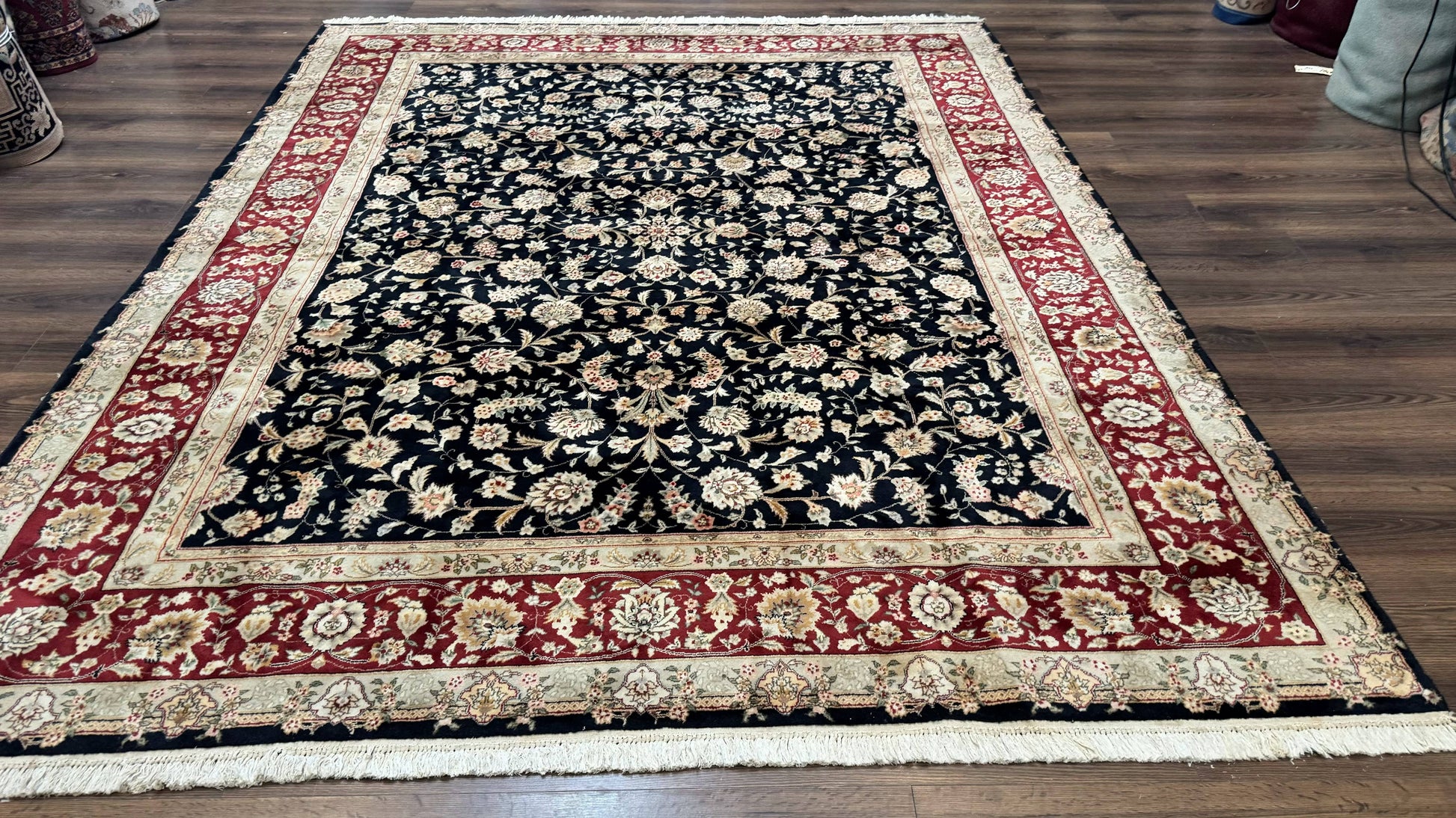 Sino Persian Rug 8x10, Black and Red, Floral Allover - Nuvé
