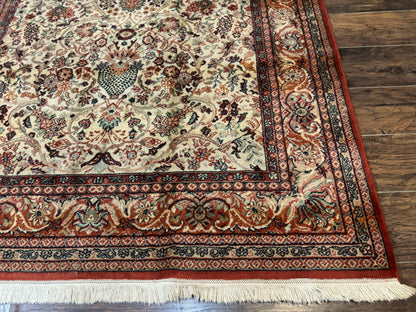Antique Persian Rug 5x7, Allover Floral with Vases, Beige and Red, Belgian Power Loomed Rug, Vintage - Nuvé