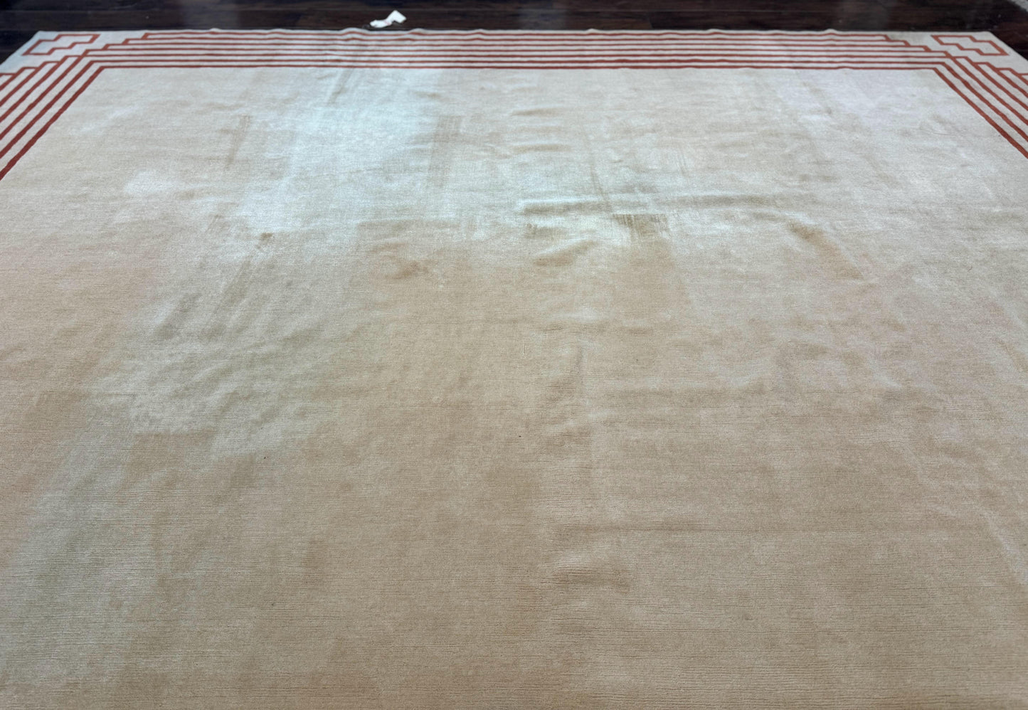 Modern Tibetan Rug 11 x 14.6, Wool and Silk, Simple Design, Handmade Large Area Rug, Cream - Nuvé