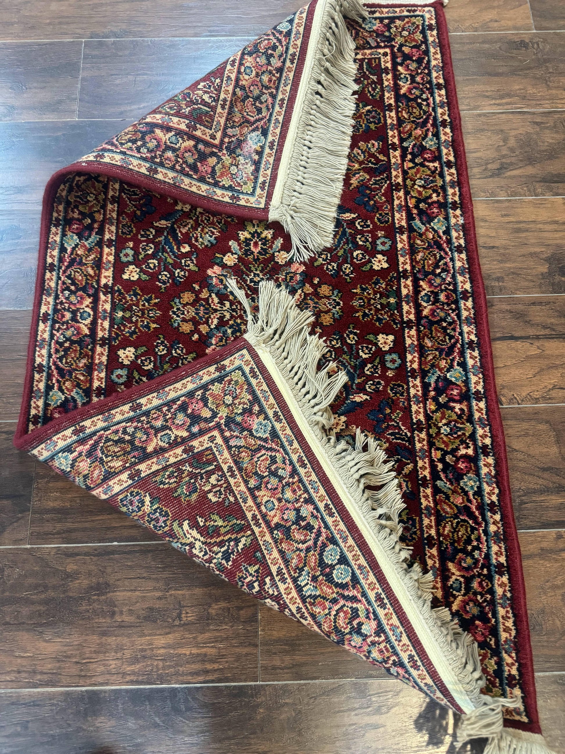 Small Karastan Rug 2.6 x 4 Red Sarouk #785, Karastan Wool Pile Rug, Original 700 Series, Discontinued Vintage Karastan Carpet - Nuvé