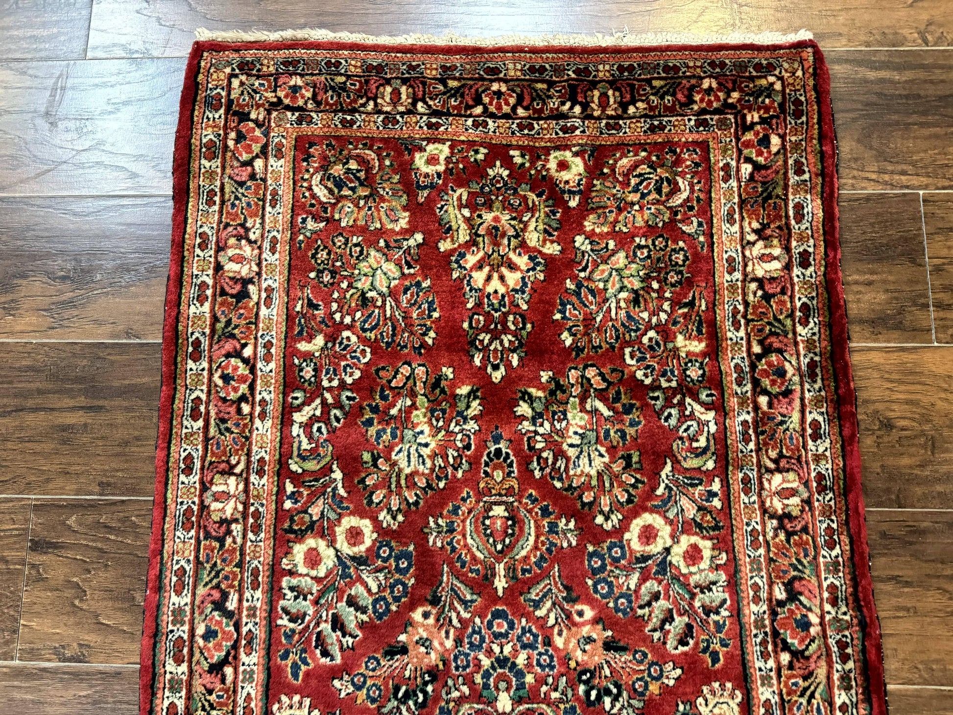 Red Persian Sarouk Rug 3 x 5.8, Antique Wool Carpet, 210 KPSI - Nuvé
