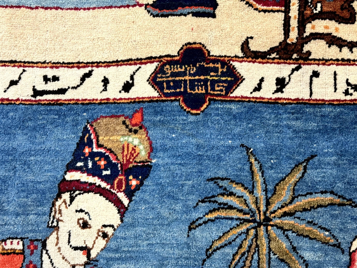 Rare Persian Kashan Pictorial Rug 6x9, King Bahram Hunting Scene, Persian Kings, Hand Knotted Persian Rug for Wall Hanging, Antique, Wool - Nuvé