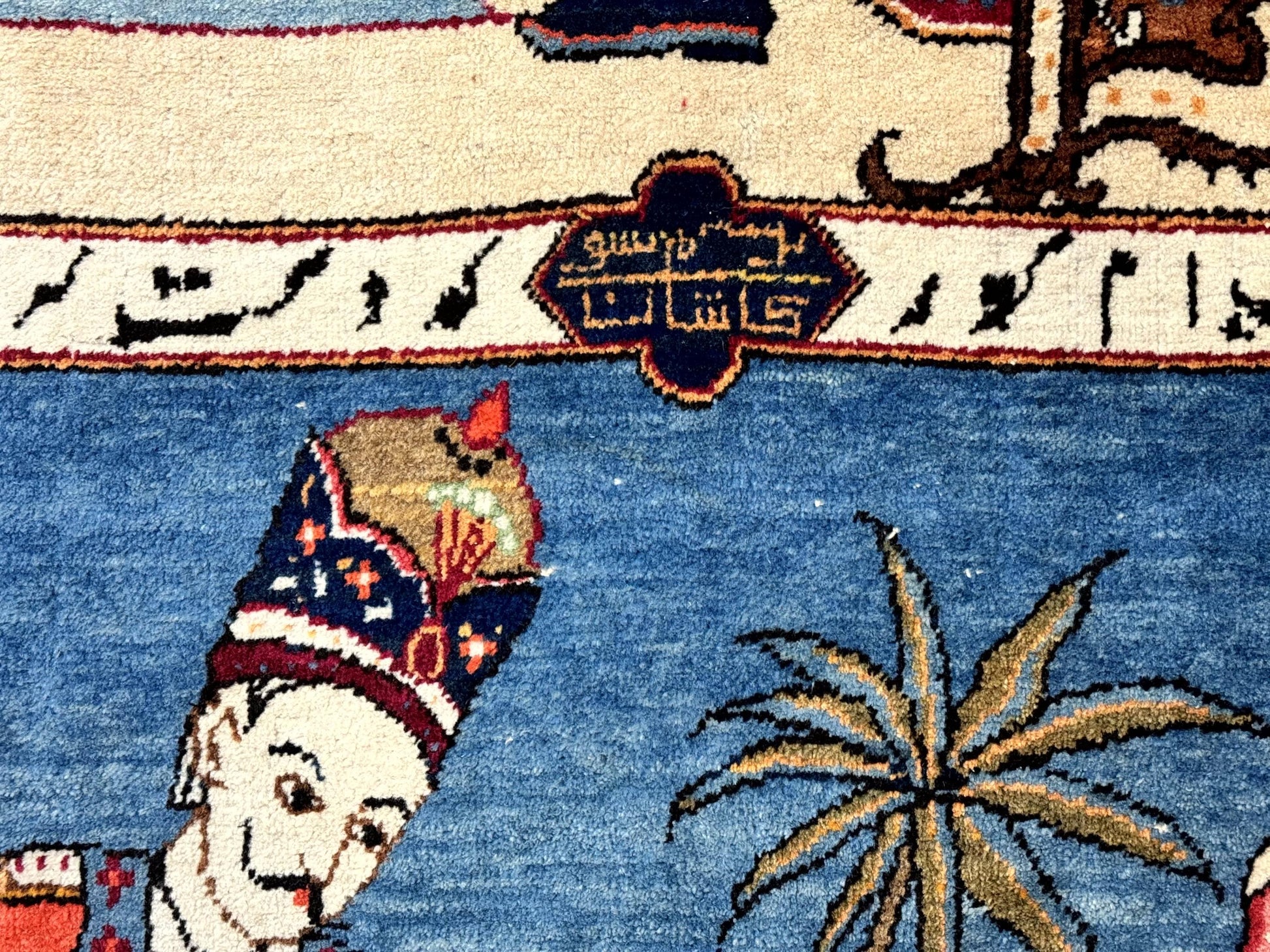 Rare Persian Kashan Pictorial Rug 6x9, King Bahram Hunting Scene, Persian Kings, Hand Knotted Persian Rug for Wall Hanging, Antique, Wool - Nuvé