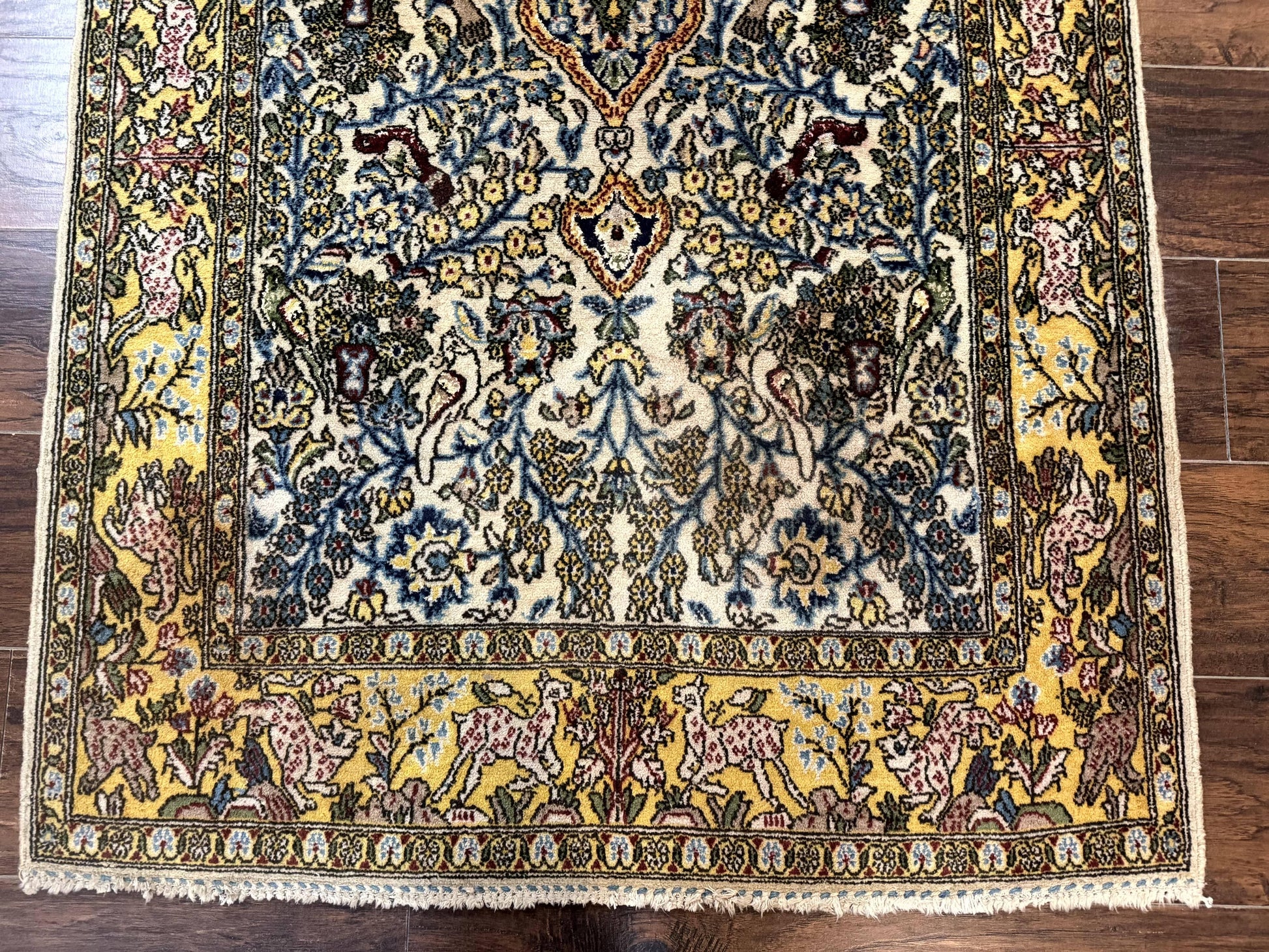 Persian Qum Tree of Life Rug 3.5 x 5.5, Animal Pictorials, Kork Wool with Silk Highlights - Nuvé