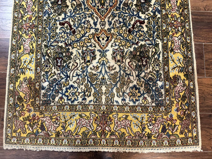 Persian Qum Tree of Life Rug 3.5 x 5.5, Animal Pictorials, Kork Wool with Silk Highlights - Nuvé