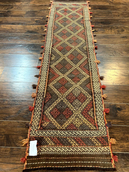 Tribal Runner Rug 2x8, Pakistani Turkoman Runner, Wool Handmade Vintage Rug - Nuvé