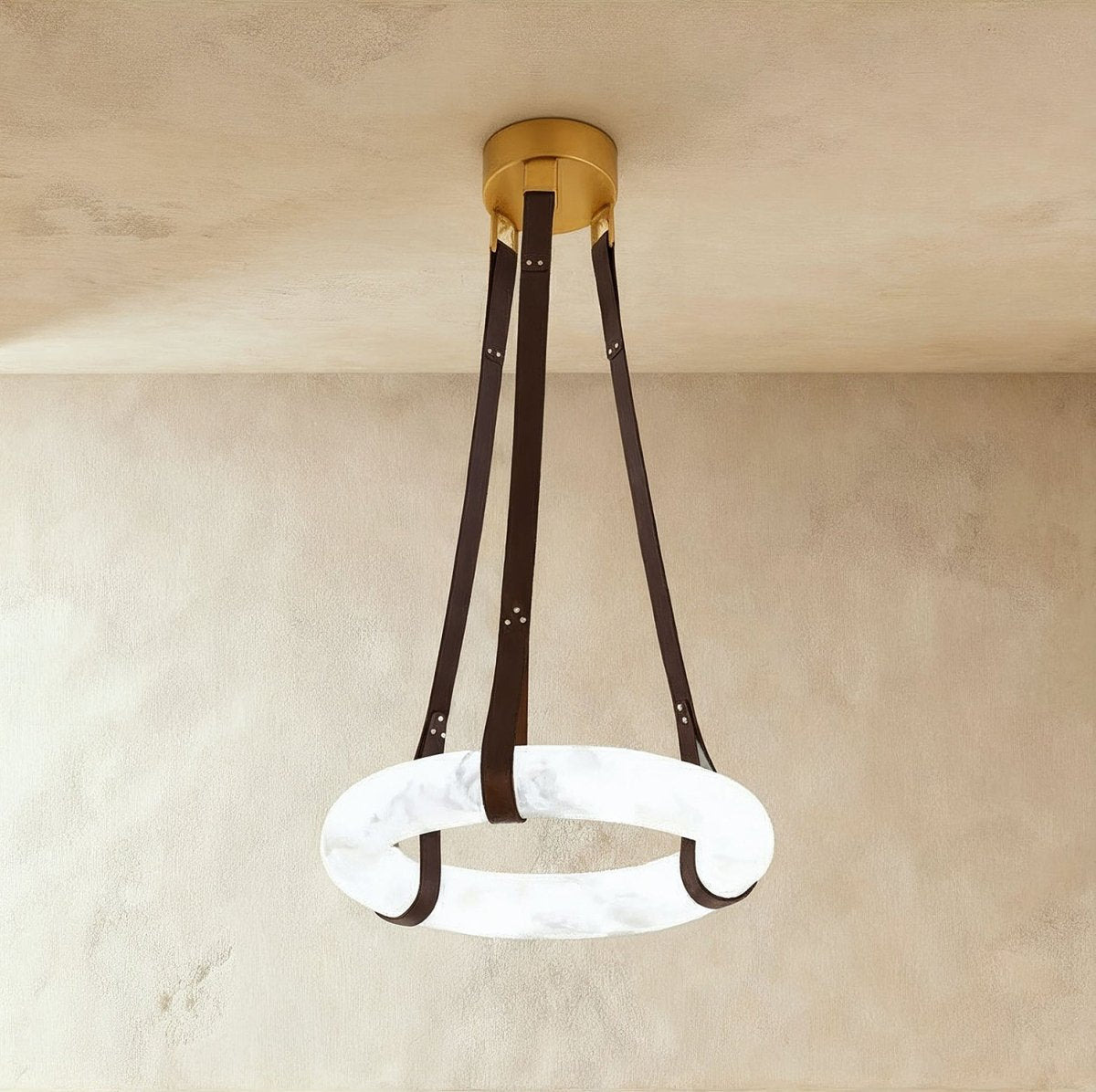 Aktis Alabaster Pendant Light by Residence Supply featuring a sleek alabaster glass shade hanging from a modern fixture.