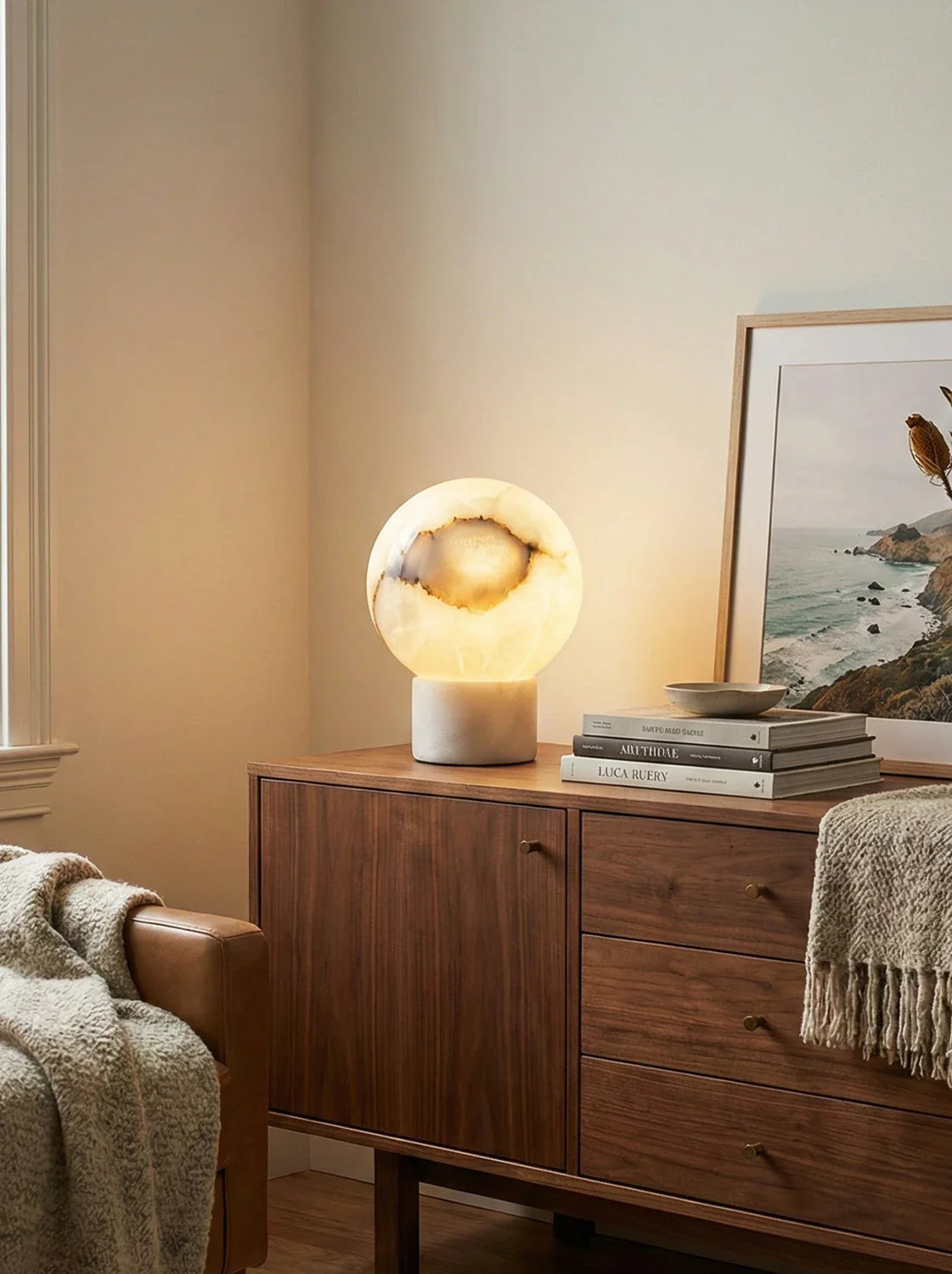 Alabaster Ball Round Table Lamp