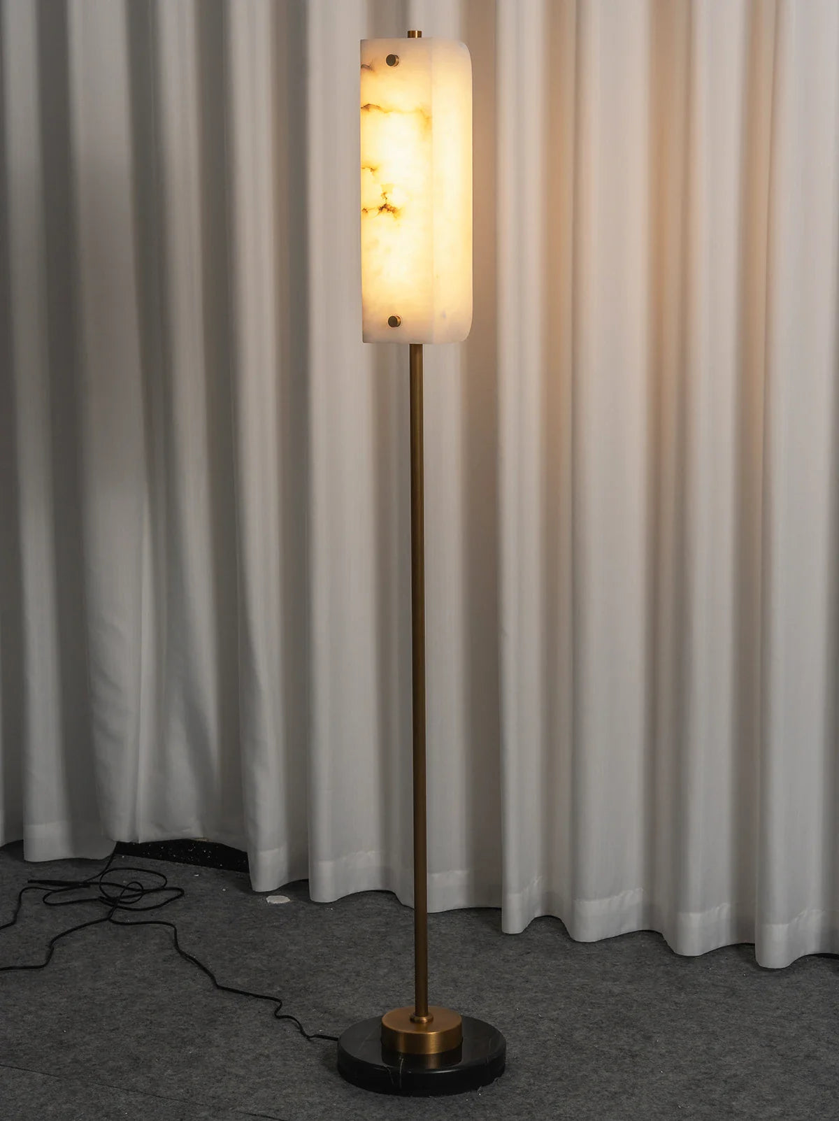 Alabaster Years Black Marble Floor Lamp