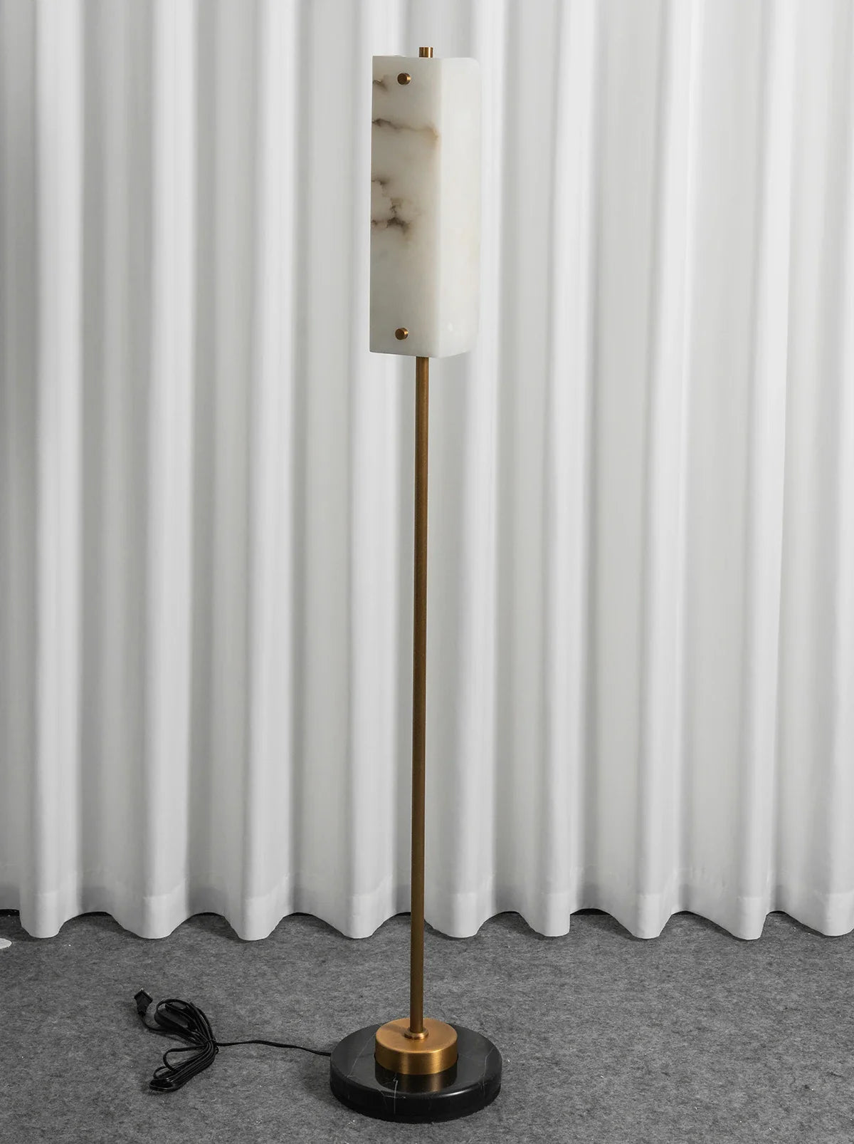 Alabaster Years Black Marble Floor Lamp