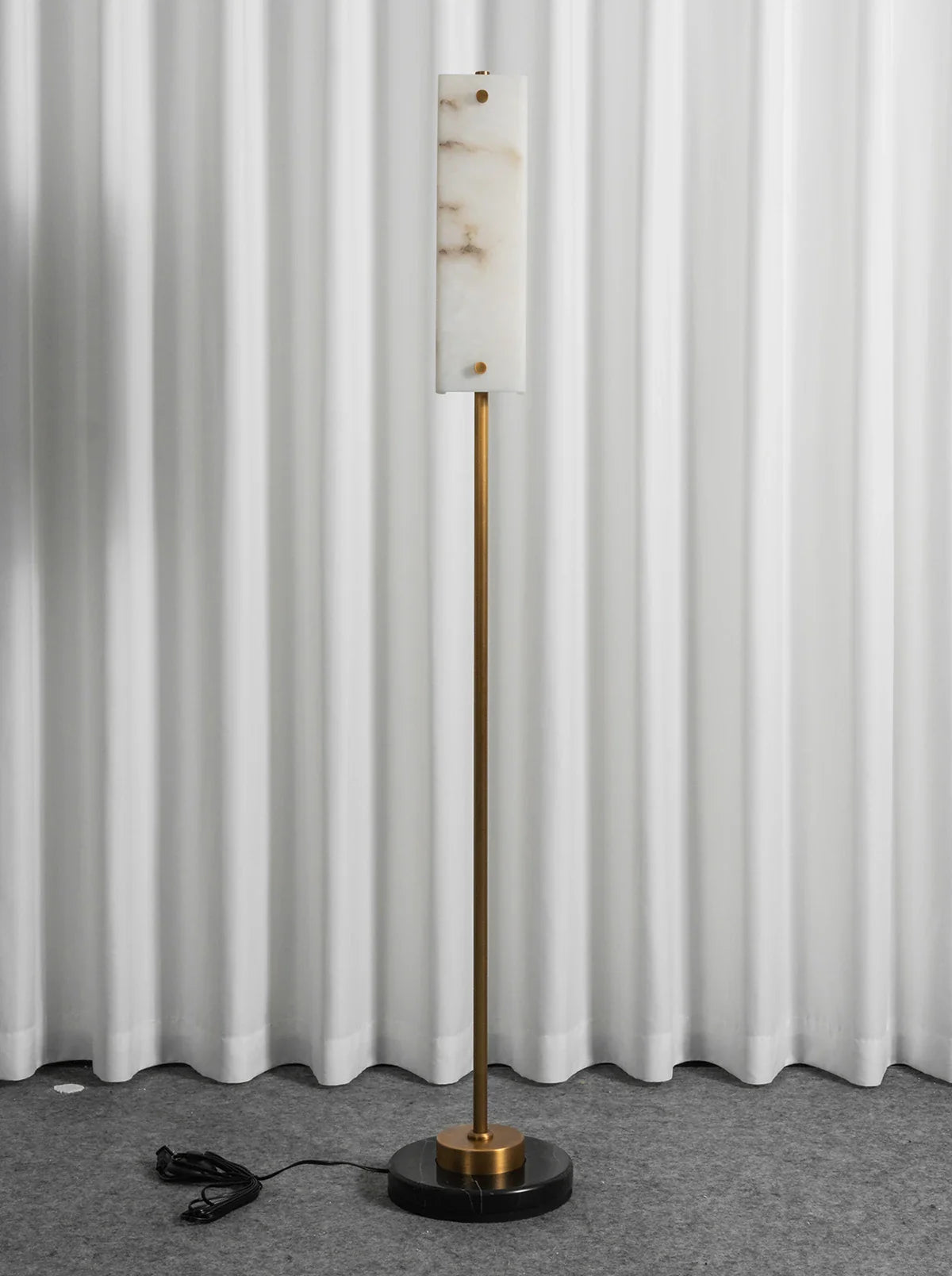Alabaster Years Black Marble Floor Lamp