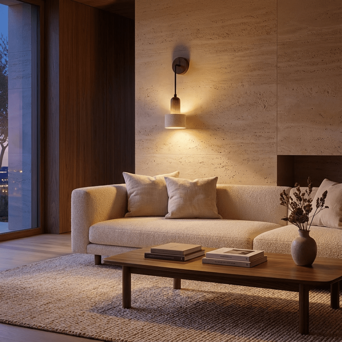 Aluria Travertine Wall Lamp - Nuvé