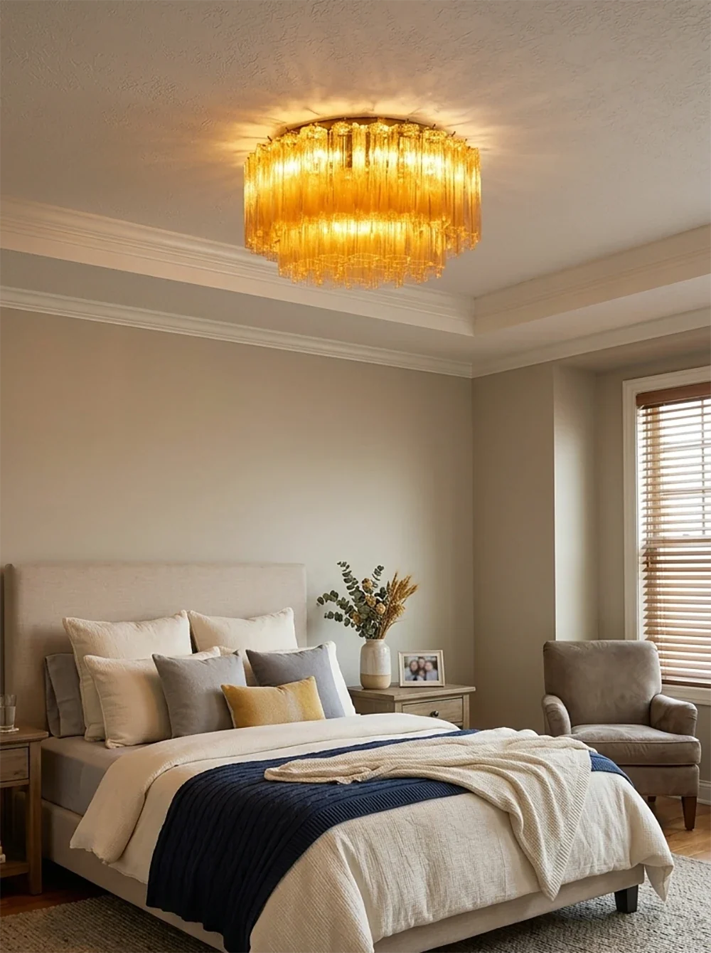 Amber Star-Shaped Glass Tube Ceiling Light