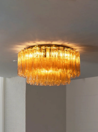 Amber Star-Shaped Glass Tube Ceiling Light