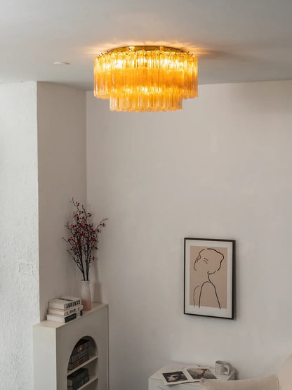 Amber Star-Shaped Glass Tube Ceiling Light