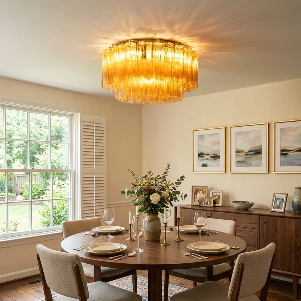 Amber Star-Shaped Glass Tube Ceiling Light