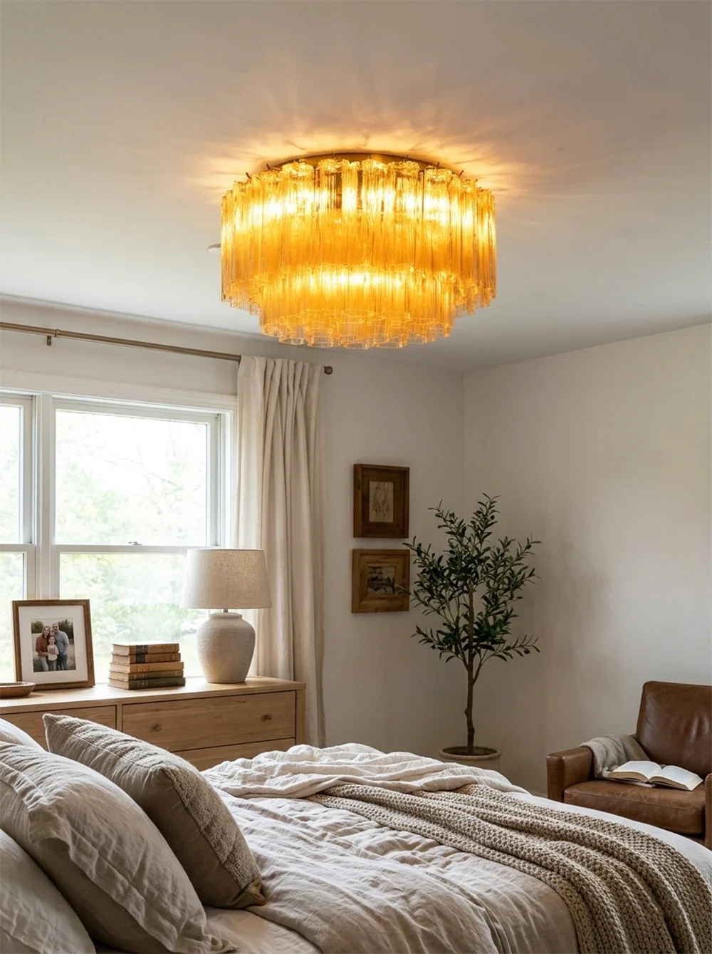 Amber Star-Shaped Glass Tube Ceiling Light