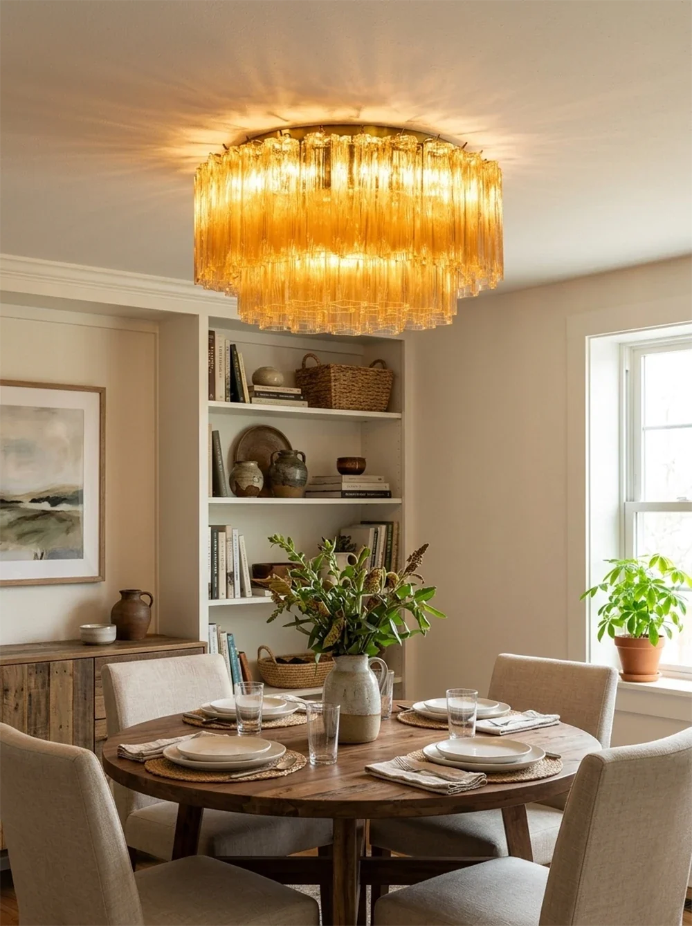 Amber Star-Shaped Glass Tube Ceiling Light