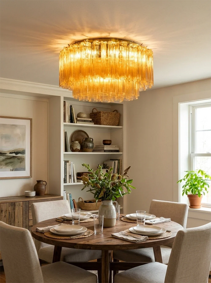 Amber Star-Shaped Glass Tube Ceiling Light