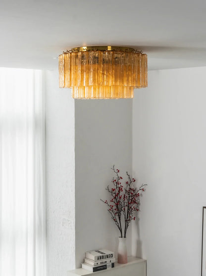 Amber Star-Shaped Glass Tube Ceiling Light