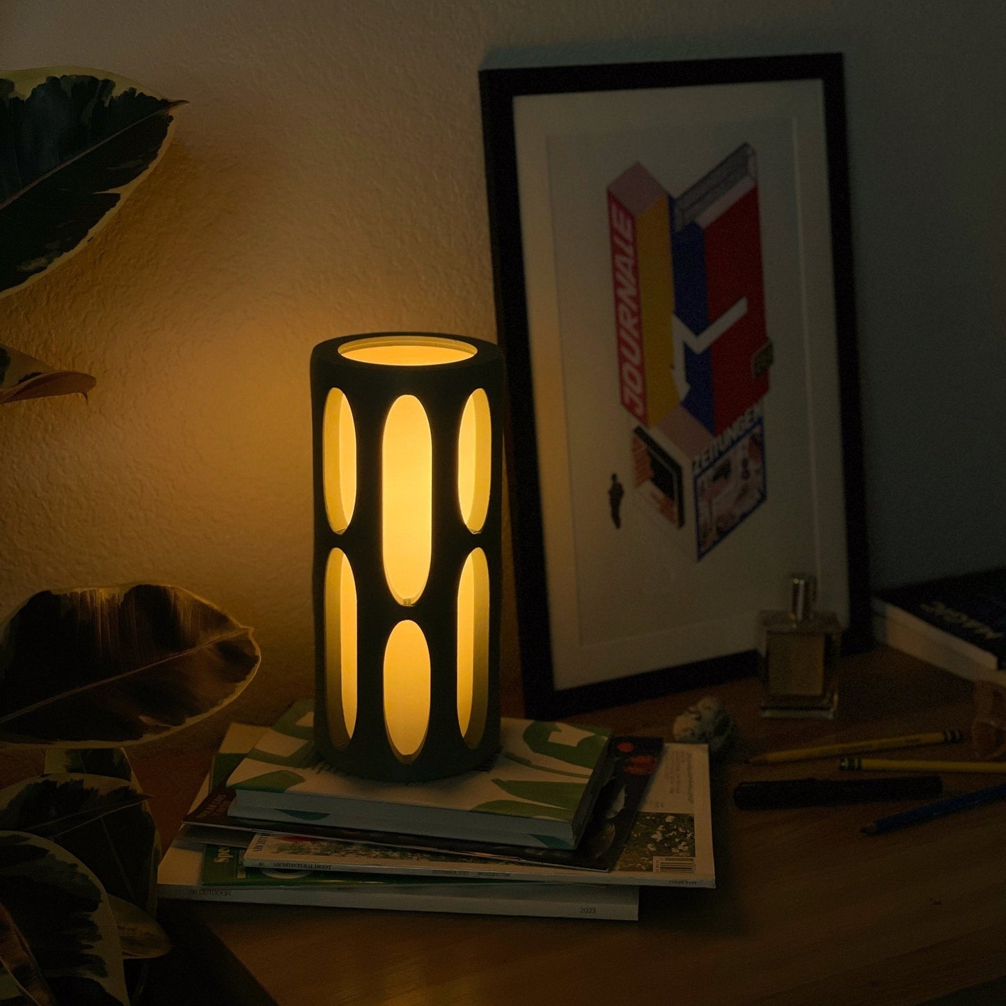 Terra Labs Amoeba Table Lamp featuring an organic, amoeba-shaped design with a sleek base and soft illumination.