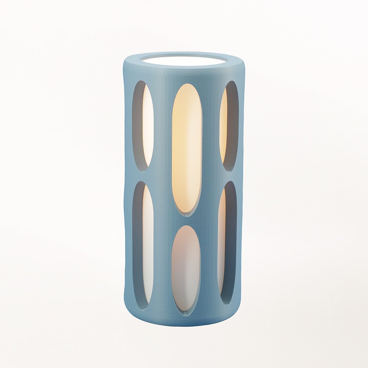Terra Labs Amoeba Table Lamp with organic, flowing design and frosted glass shade on a sleek base.