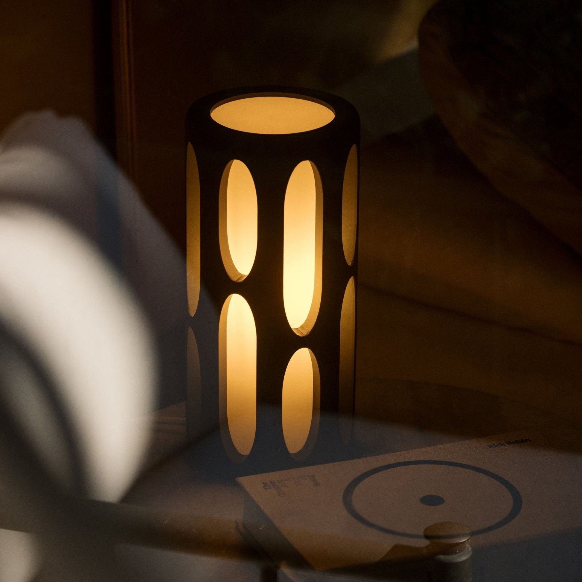 Terra Labs Amoeba Table Lamp with organic, amoeba-shaped glass shade and sleek metal base for modern home decor.