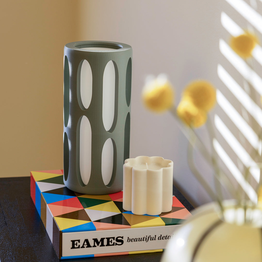 Terra Labs Amoeba Table Lamp with organic, amoeba-shaped design and soft illumination on a modern desk or side table.