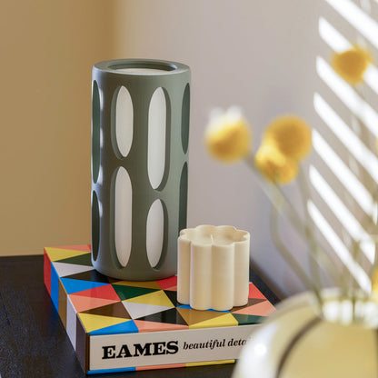 Terra Labs Amoeba Table Lamp with organic, amoeba-shaped design and soft illumination on a modern desk or side table.