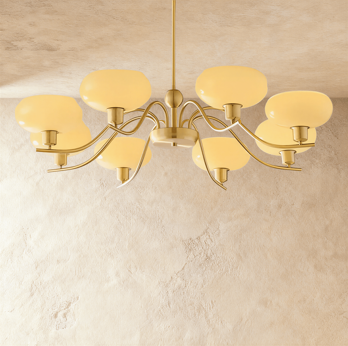 Ampix chandelier by Residence Supply featuring multiple glass light fixtures hanging from a metal frame.