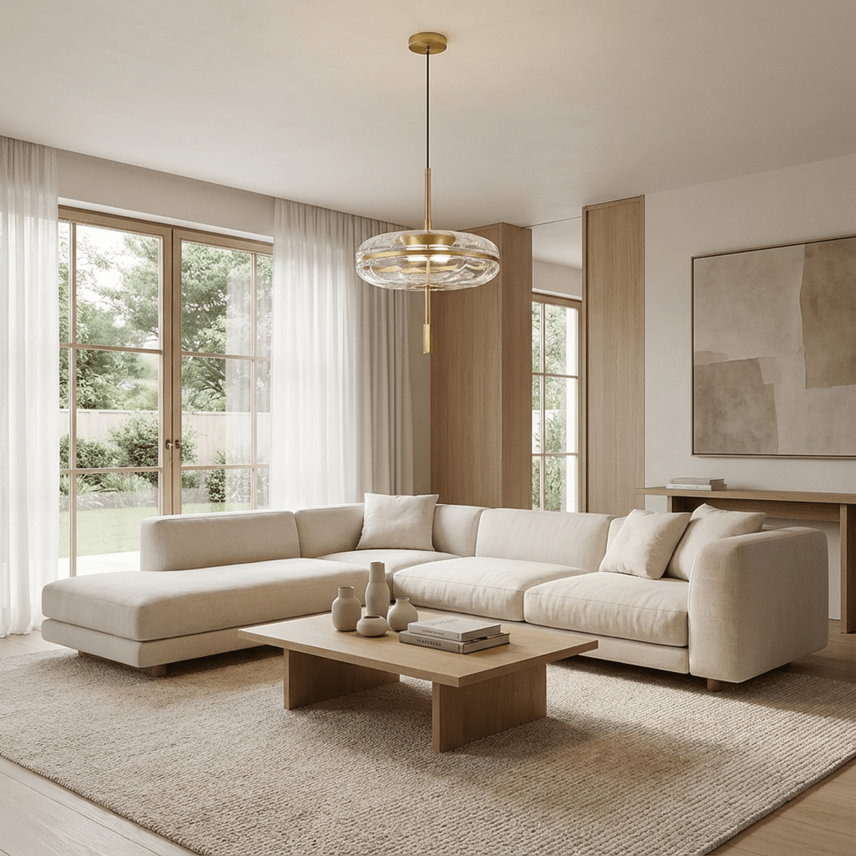 Anala Pendant Light by Residence Supply hanging with a sleek, modern design and metal finish in a contemporary interior setting.