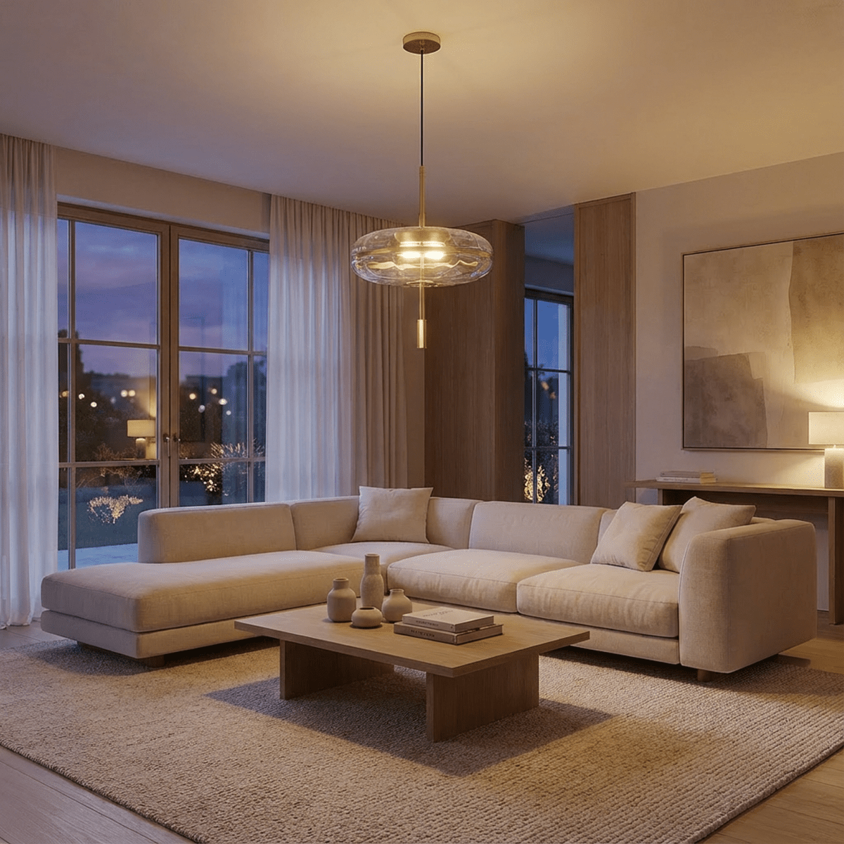 Anala pendant light by Residence Supply featuring a sleek modern design with a metallic finish and open geometric shape.