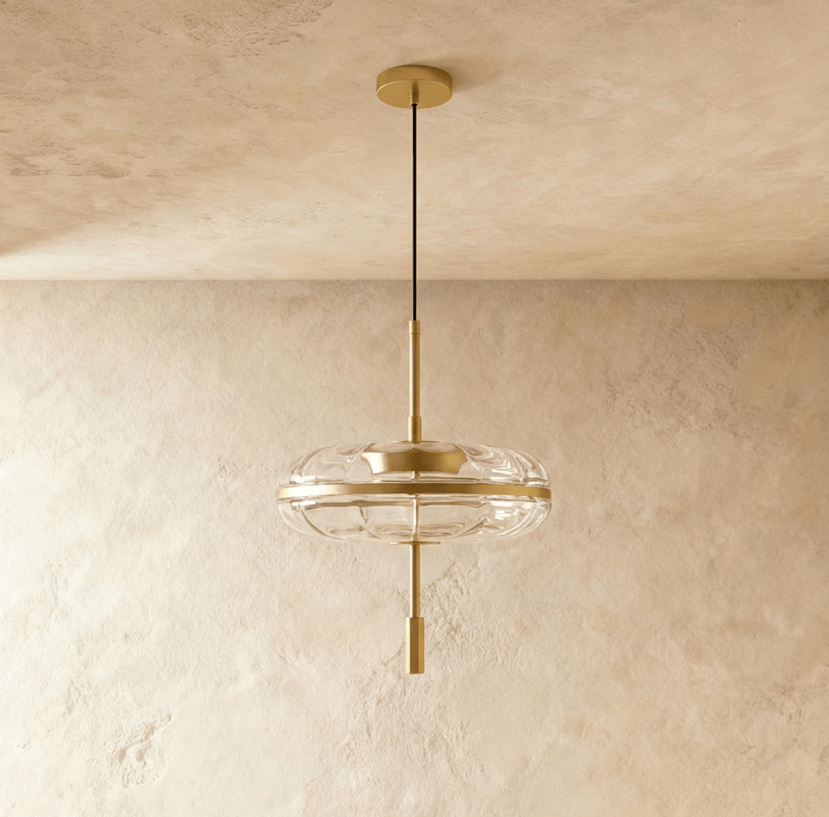 Anala pendant light by Residence Supply with a sleek, modern design featuring a metallic finish and adjustable hanging cord.