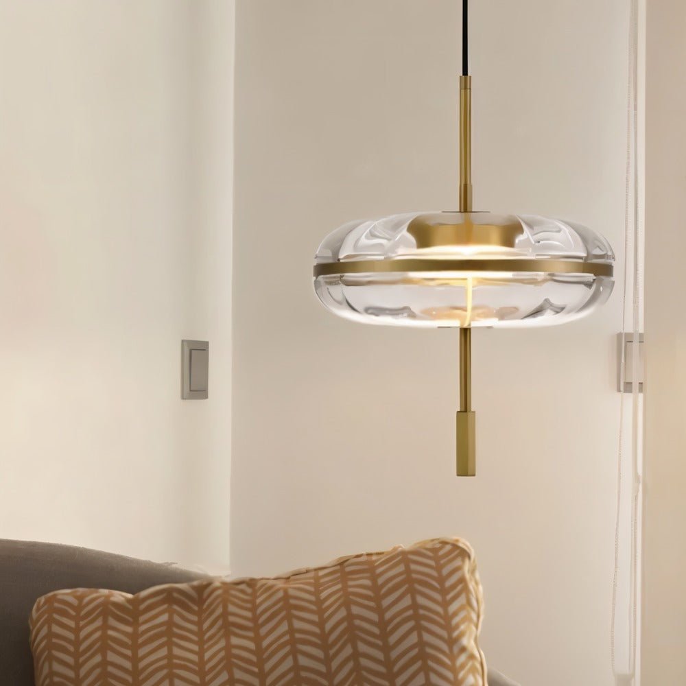 Close-up of the Anala Pendant Light by Residence Supply, featuring sculptural glass design and modern pendant lighting.