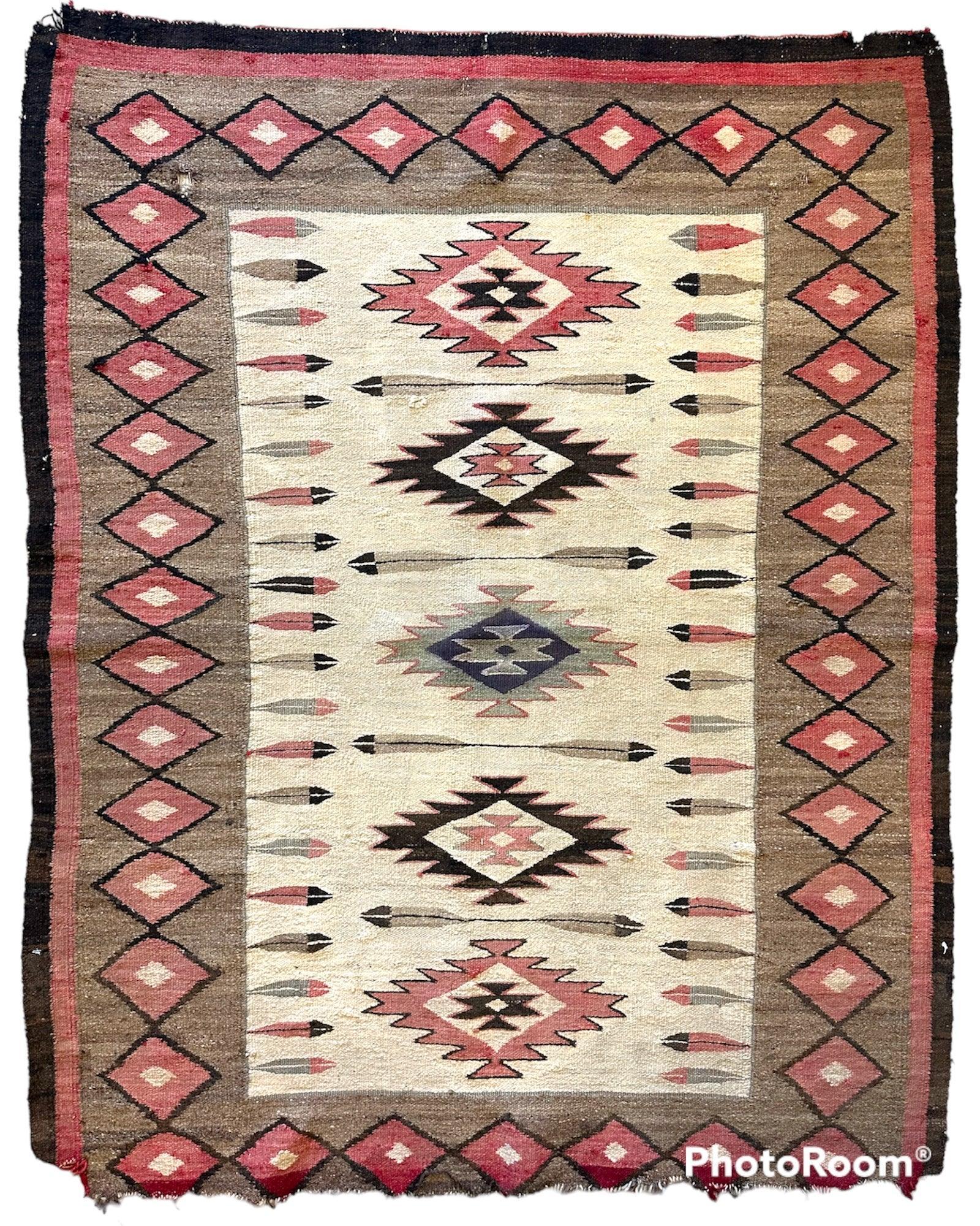 Antique 1880’s Navajo Rug 4’ x 5’ - Nuvé
