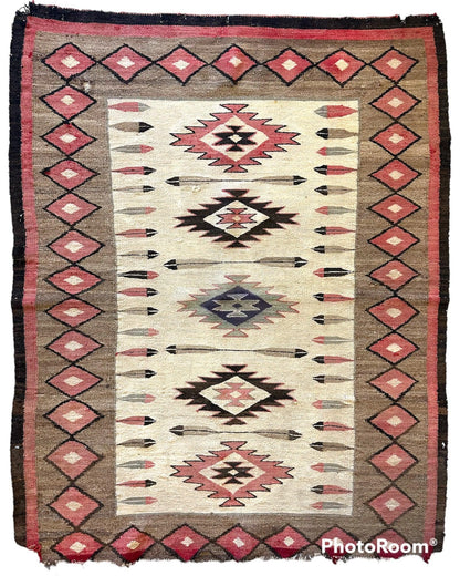Antique 1880’s Navajo Rug 4’ x 5’ - Nuvé