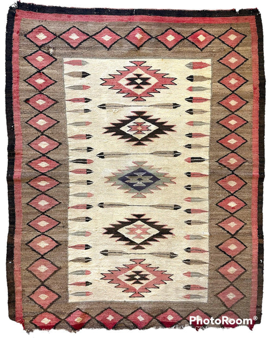 Antique 1880’s Navajo Rug 4’ x 5’ - Nuvé
