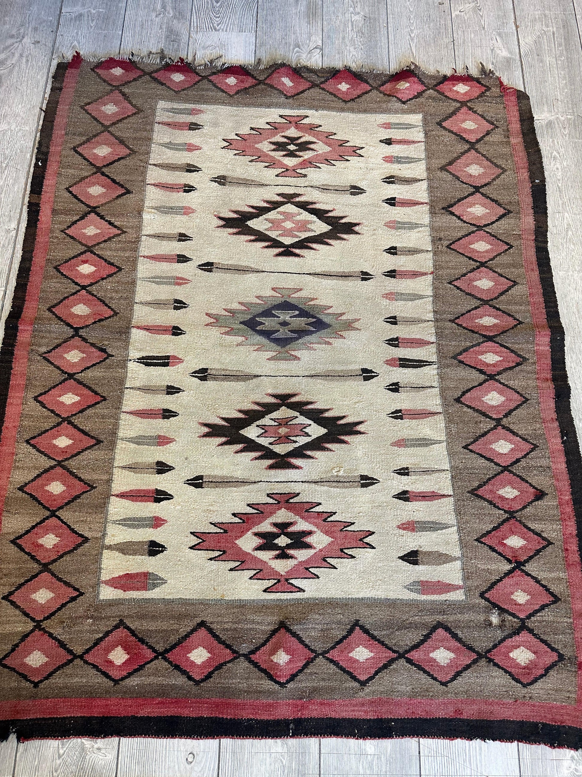 Antique 1880’s Navajo Rug 4’ x 5’ - Nuvé